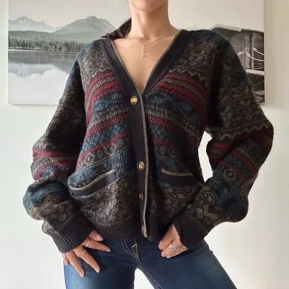 90s vintage one of a kind cabincore slouchy cardigan - Picture 6 of 9
